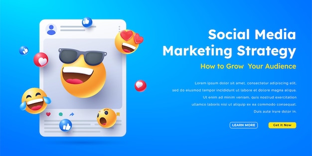 Illustrazione di marketing emoji per social media.