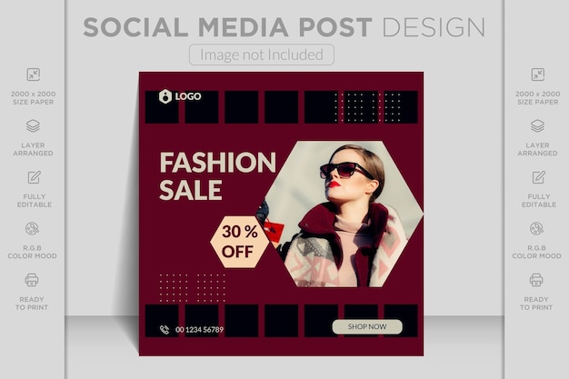 Vector social media, facebook and instagram post web banner template for online fashion sale