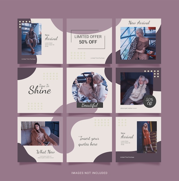 Social media fashion women puzzle feed template