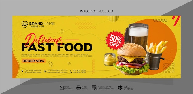 Vector social media fast food banner design. fast food facebook cover template