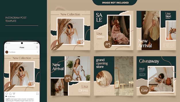 Vector social media feed post template for fashion business