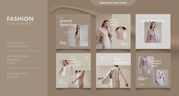 Vector social media feed post template for fashion business