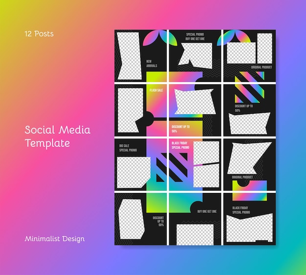 Vector social media feeds template applicable for posts advertising and promotion