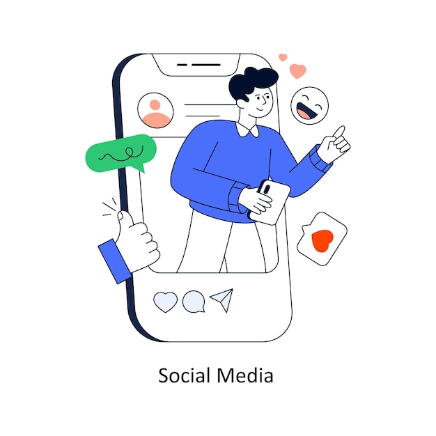 social media flat style design vector illustration stock illustration