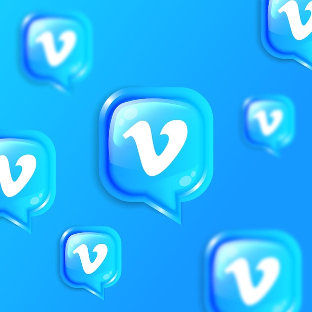 Social media floating vimeo icons background banner