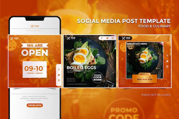 Vector social media food culinary post and banner template