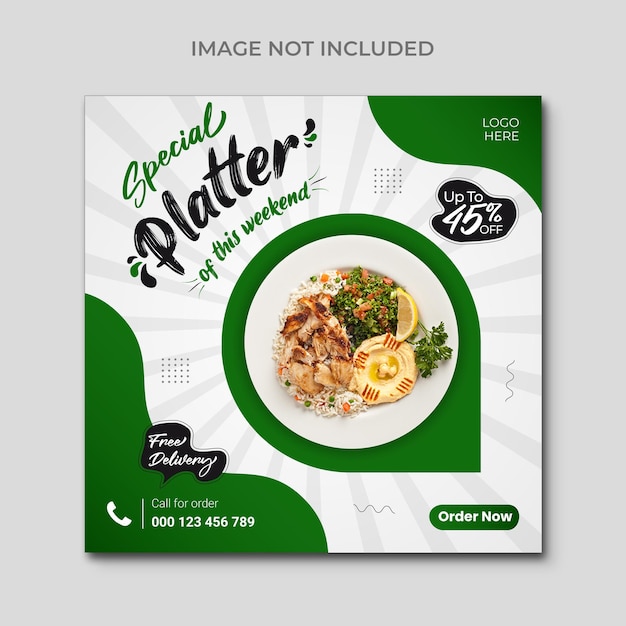 Social media food post or banner design template