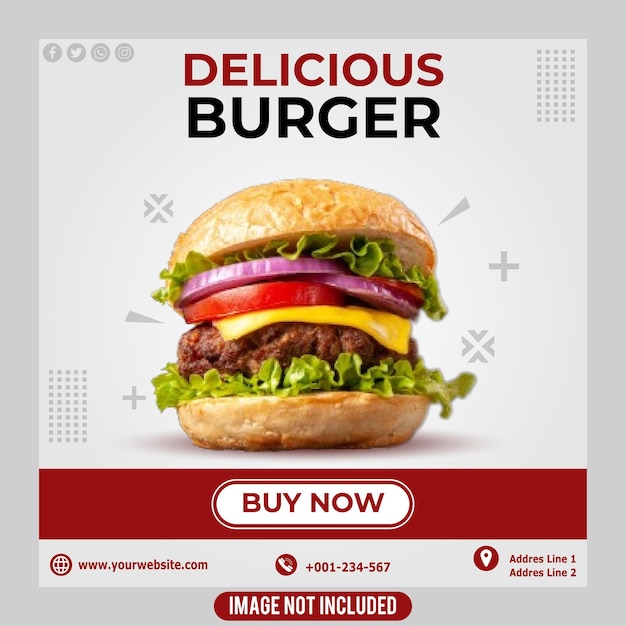 Social media food sales banner with special discount burger sales banner template