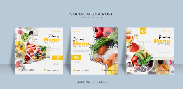 Social media food template restaurant social media post template Premium Vector