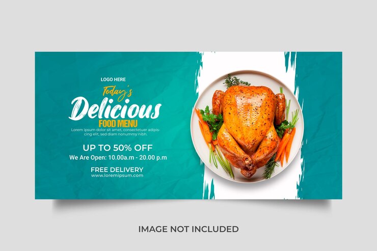 वेक्टर social media food web banner template restaurant social media banner template
