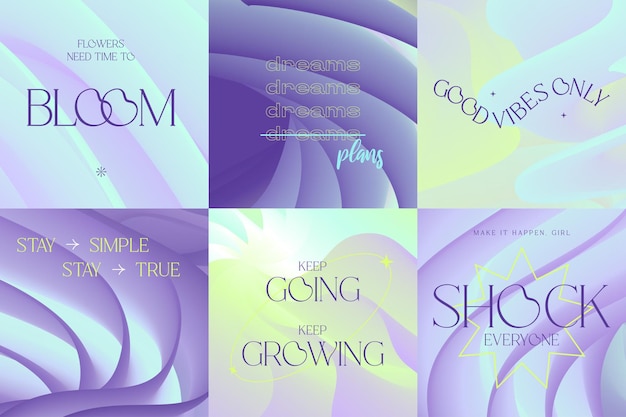 Social media gradient aesthetic quotes template collection