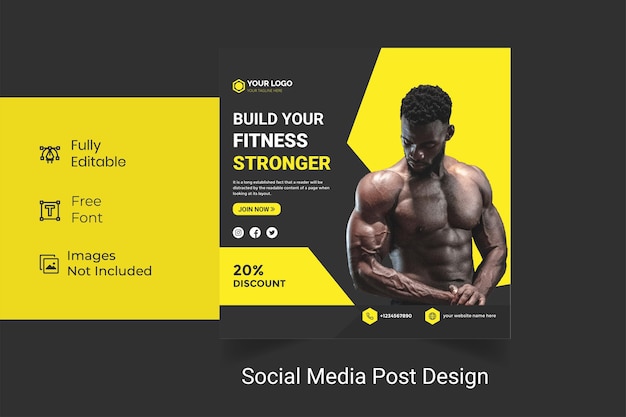 Modello di progettazione post fitness palestra social media