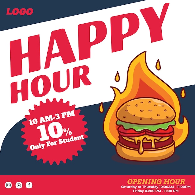 Vector social media happy hour templates