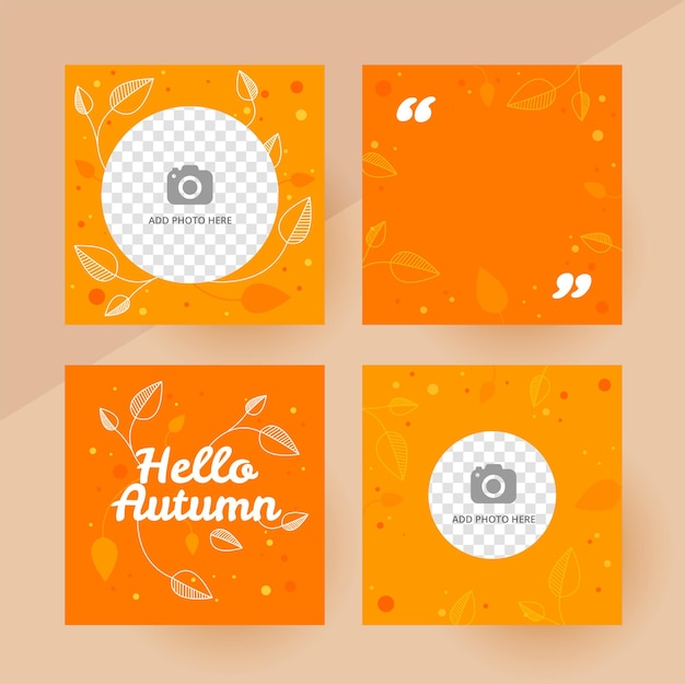 Vector social media hello autumn post template, editable social media template. background for social post.