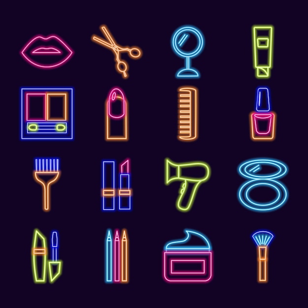 Social media highlights cover Neon Icons for beauty salon cosmetology