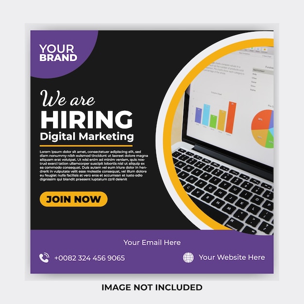 Social Media Hiring Digital marketing circle style corporate social media post template design