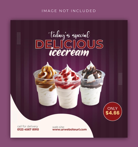 Social media ice cream and instagram post design templat