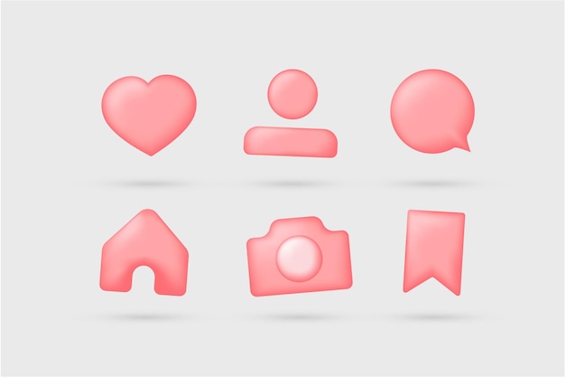 Social media icon collection pink