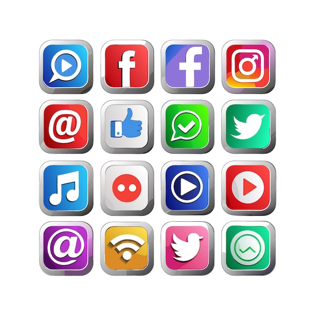 Social Media Icon Set Collection Vector Illustration