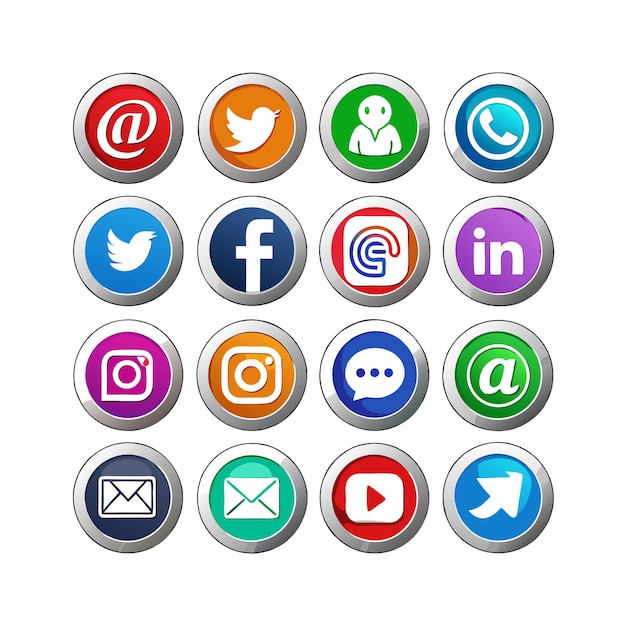 Social Media Icon Set Collection Vector Illustration