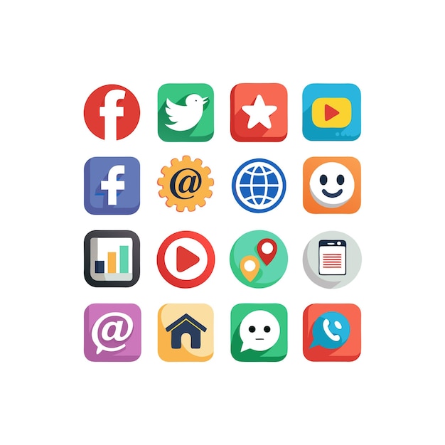 Vector social media icon set collection for websites and mobile applications