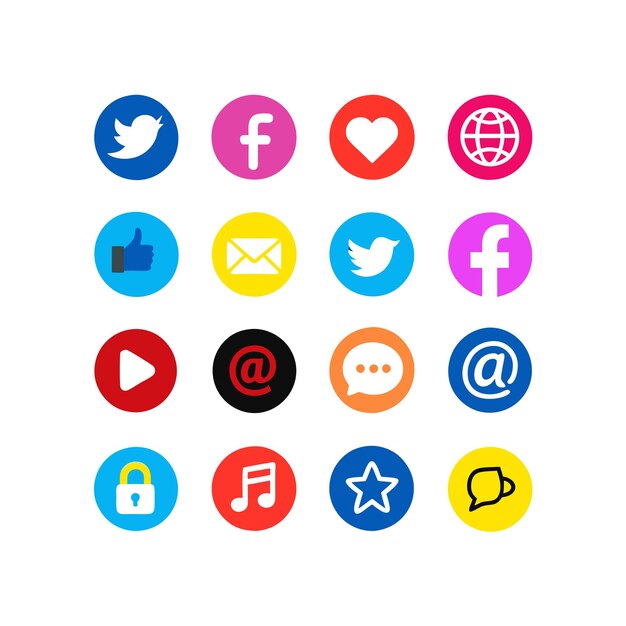Vector social media icon set collection for websites and mobile applications
