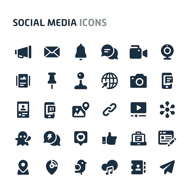 Social media icon set. fillio black icon series.