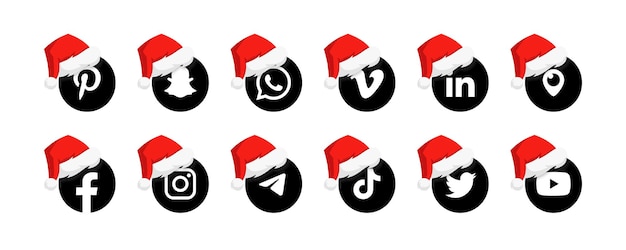 Social media icon set. Teitter, Instagram, Facebook Tik Tok. New Year holidays concept. Zaporizhzhia, Ukraine - November 30, 2021.