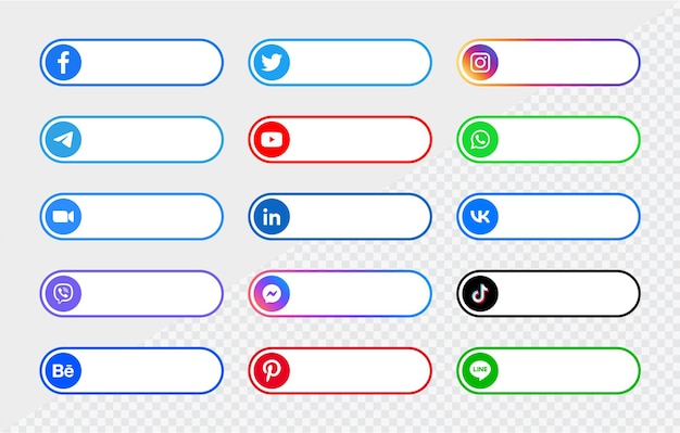 Social media iconen logo's knop of netwerk platform label banners facebook instagram youtube icon