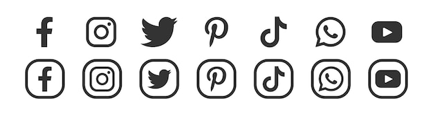 Social media iconen of sociale netwerk logo's platte vector icon set collectie voor apps en websites vector set