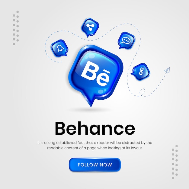 Social media icons behance banner