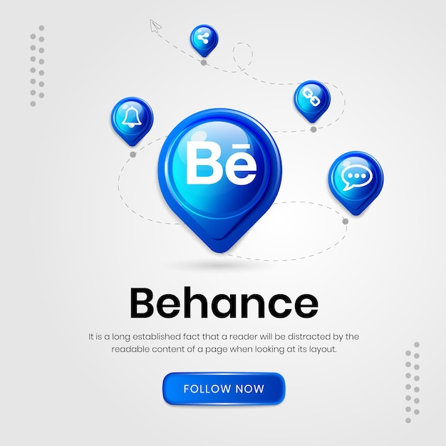 Social media icons behance banner