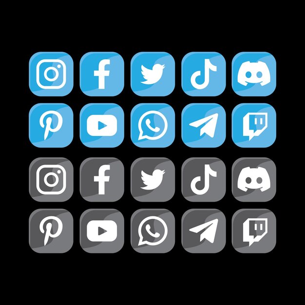 Vector social media icons button vector