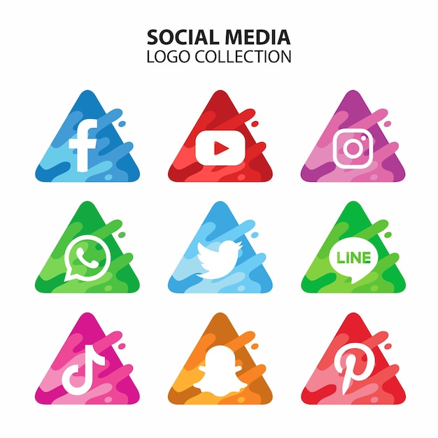 Social media Icons-collectie met vloeiende vormen