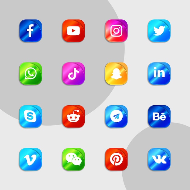 Social media icons gradient collection pack