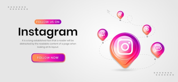 Vector social media icons instagram banner