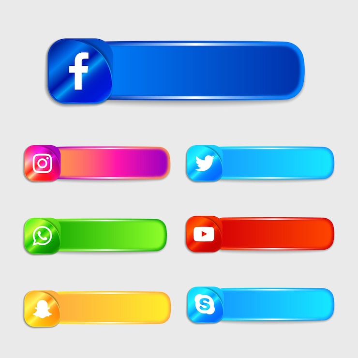 Vector social media icons labels collection pack