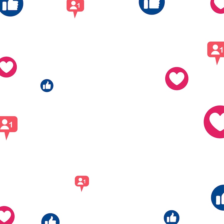Vector social media icons like follow and love seamless background for social media post