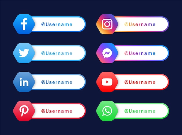Вектор Значки социальных сетей логотипы кнопка или сетевая платформа ярлыки баннеры facebook instagram значок youtube