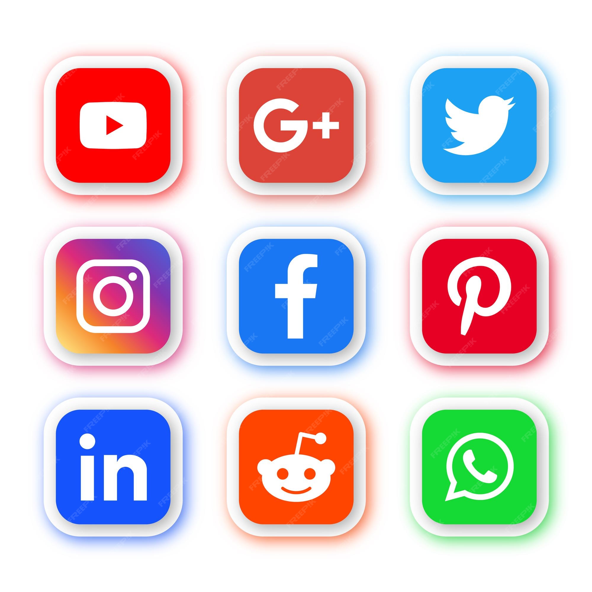 Premium Vector | Social media icons logos in round rectangle ...