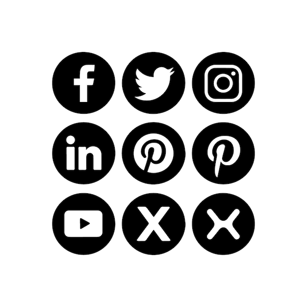 Social media icons modern design Realistic social media logotype collection stock vector editorial