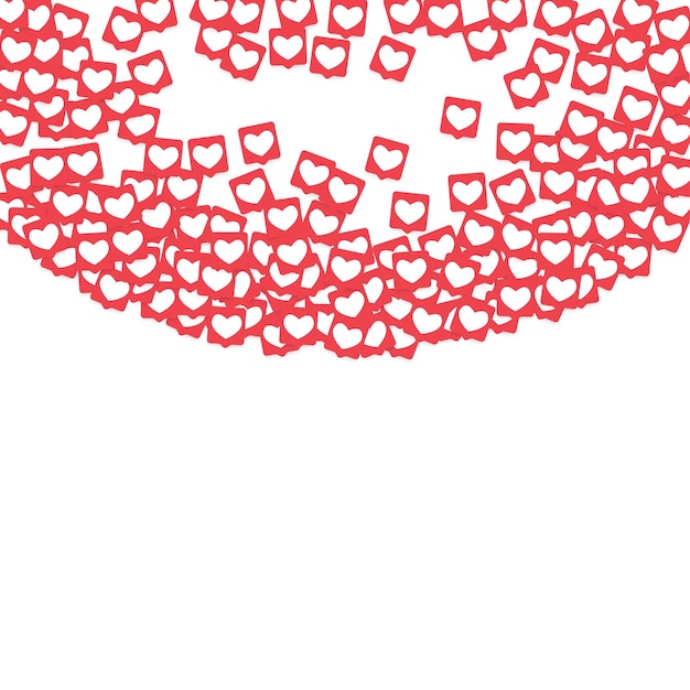 Icone dei social media. notifiche di rete con cuore bianco nel quadrato rosa. seguire e condividere icone dei social media sfondi per app, applicazioni, marketing, smm, ceo, web, internet, analytics, business.