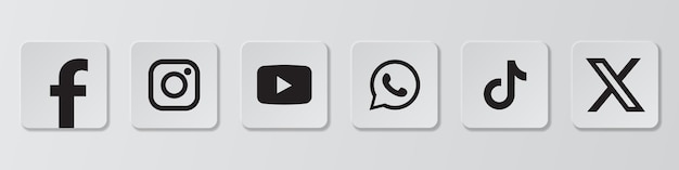 Вектор Иконы социальных сетей реалистичная коллекция логотипов социальных сетей настройка популярных икон социальных сетей facebook instagram youtube tiktok whatsapp x