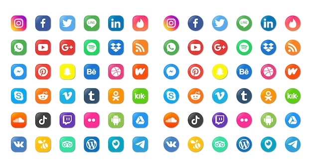 Vector social media icons set isolated