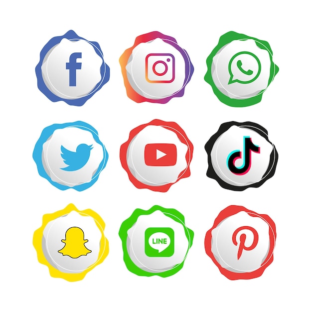 Social media icons set Logo Vector Illustrator