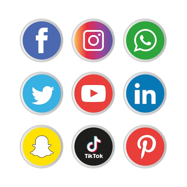 Social media icons set Logo Vector Illustrator