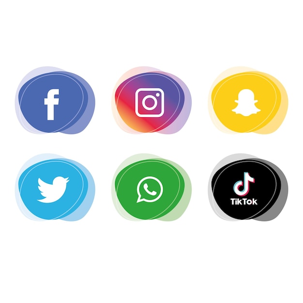 Social media icons set logo vector illustrator