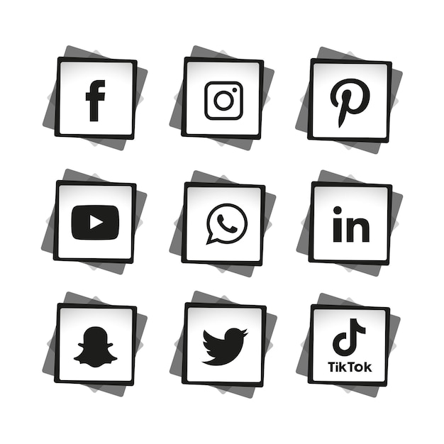 Social media icons set Logo Vector Illustrator