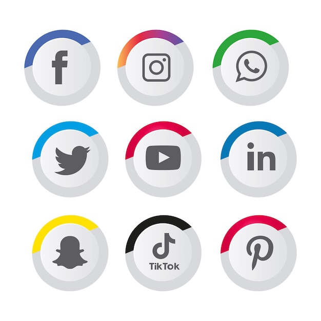 Набор иконок социальных сетей Logo Vector Illustrator