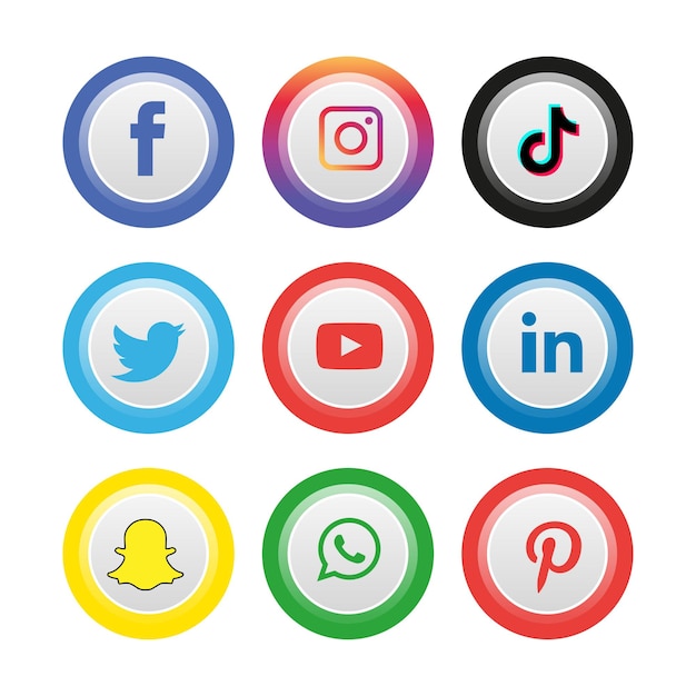 Social media icons set Logo Vector Illustrator